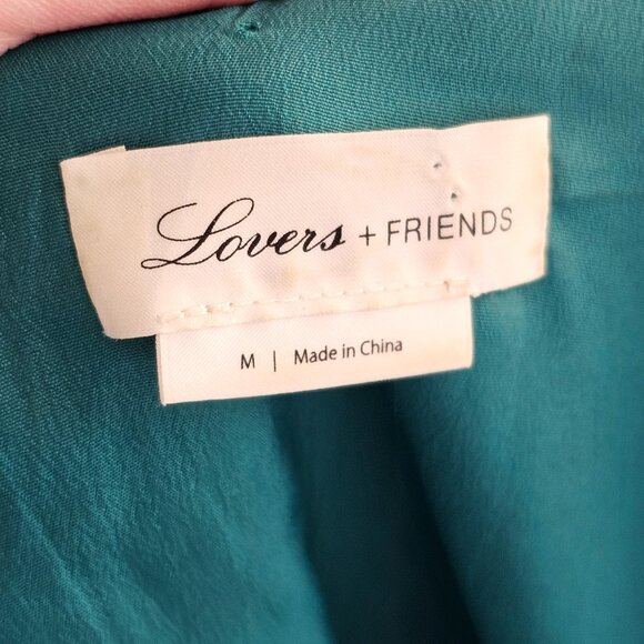 Lovers + Friends Emerald Green Satin Floral Long Sleeve Dress Sz M - Picture 9 of 12